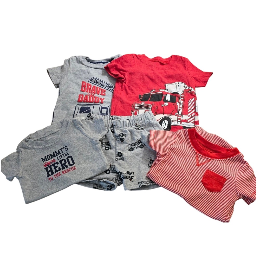 Carters Baby Boy 6-9M Fire Truck Rescue 5pc Set Brave Little Hero
